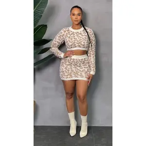 Leopard Fur Top / Skirt Set