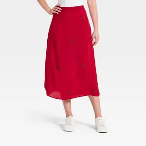 Women's Valentine's Heart Printed Skirt - A New Day