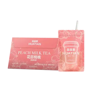 HUATIAN Peach Oolong Instant Tea Powder - 7 Sachets 140g Low Calorie Zero Sugar Sweet Peach Flavor Portable Drink Mix Healthy Beverage