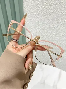Unisex Fashionable Cat Eye Frame Eyeglasses, Trendy Casual Eyeglasses for Everyday Use, Fashion Accessories for Outdoor Activities