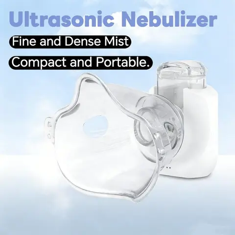 Handheld Mesh Nebulizer - Plastic, Battery-Powered, 5V Ultrasonic, Self-Cleaning, Travel-Size Quiet Hydrating Mist, Mouth-Use, Wipe-Clean, Keychain Design for Face Dry Air Relief (Suitable for Kids & Adults) techvibes