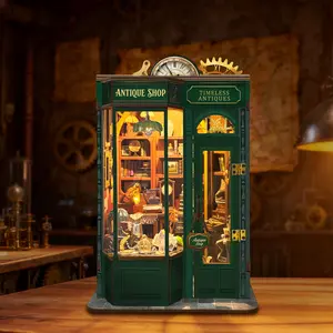 DIY 3D Bookshelf Model Set, Book Nook Kit, Wood Craft Decoration, Vintage Handcrafted, Gift for Family Friends, Birthday Christmas Holiday Present, No Battery Glue Needed