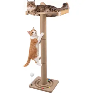 Cat Window Perch with Tall Sisal Scratching Posts, 45" Adjustable Cat Tree Hammock with 3 Strong Suction Cups, Cat Window Bed for Inside Sleeping, Playing and Birds Watching (Drilling-Free)