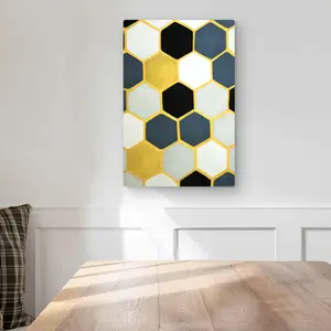 212 MAIN Aluminium Metal Geometric Print Wall Art - 12x18 in Modern Abstract Vibrant Blue Cells Art, Home Decor Products for Bathroom, Living Space & Decorating My Apartment