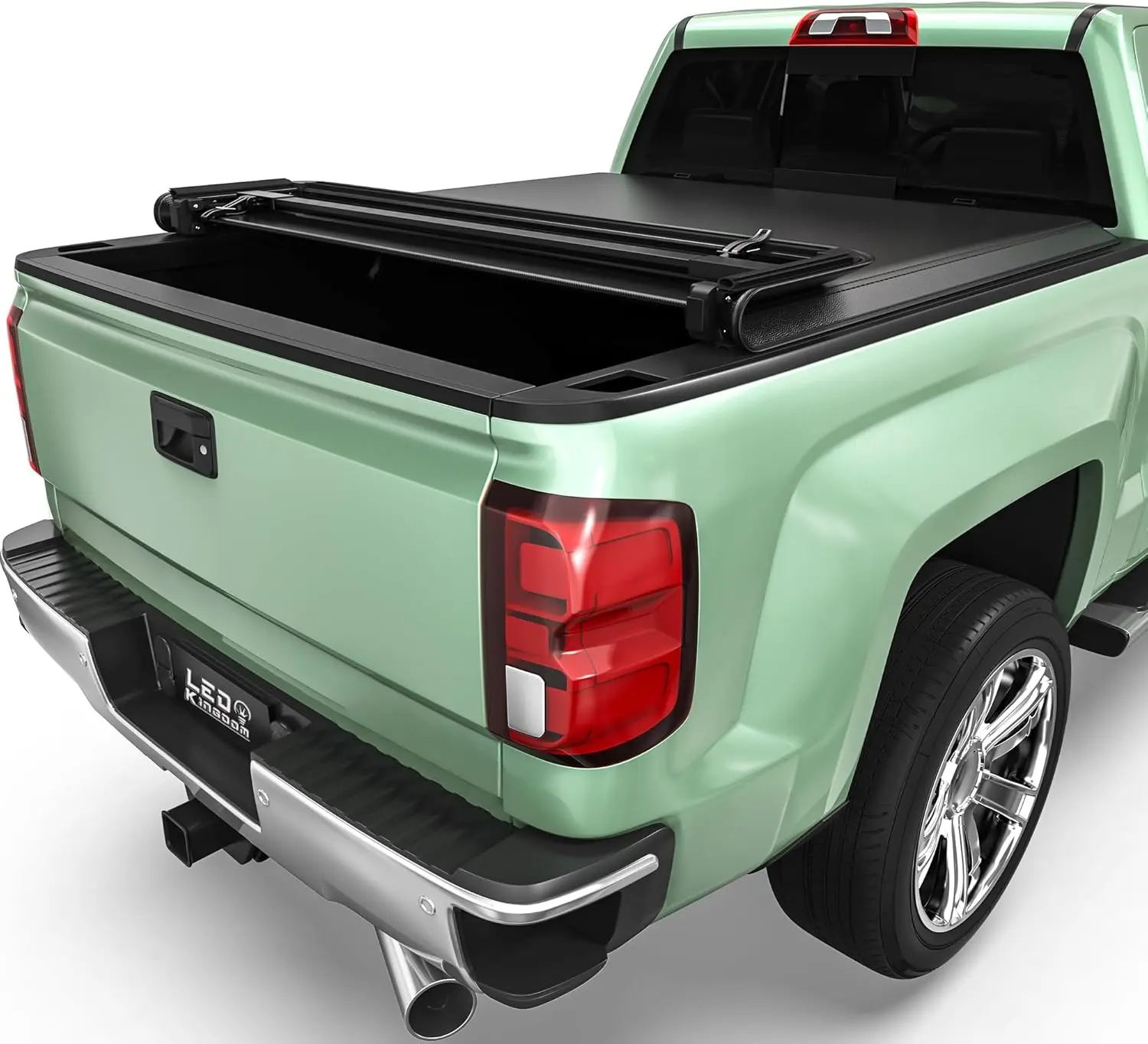 6'6" (79.4") Bed Soft Quad-Fold Truck Bed Cover Fits for Chevy Silverado/GMC Sierra 1500 2014-2019 (2019 Legacy/LD only), 2015-2019 Silverado/Sierra 2500 3500 HD Without Ram Box