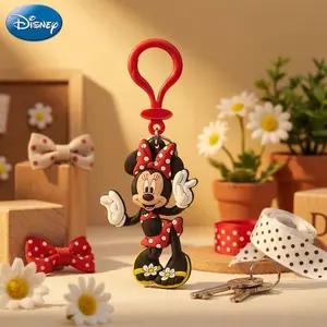 Disney Mickey Keychain 1PC Official License 3D Cute Novelty Figurine Bag Clip Charms Anime Figure Keychain Collector Keyring Backpack Decor Durable PVC Rubber Gift