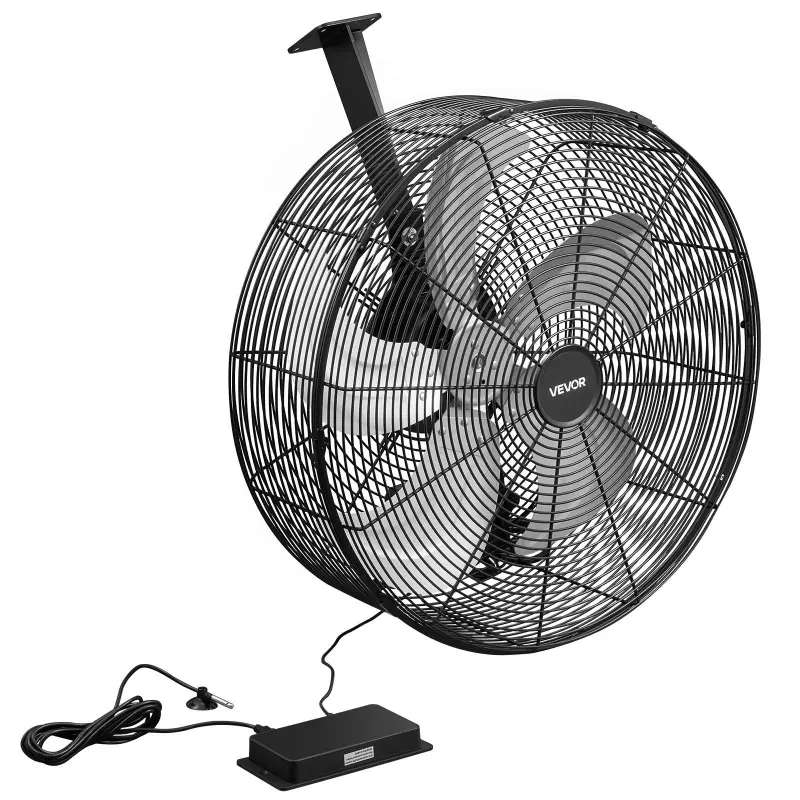 VEVOR Greenhouse Air Circulation Fan, 5800 CFM Flow, 10 Speeds, 3 Switchable Modes, LCD Display, Auto Control, Alloy Blades, Mounting Kit, Ceiling/Wall-Mountable, Fast Ventilation for Greenhouse, Patio, Hot-Humid Zones
