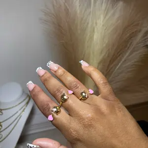 Pink Heart Kitty Rings