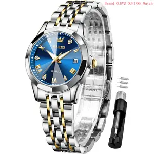 Brand OLEVS Women Watch Business Dress Small Stainless Steel Ladies Dress Wrist Watch Analog Date Waterproof