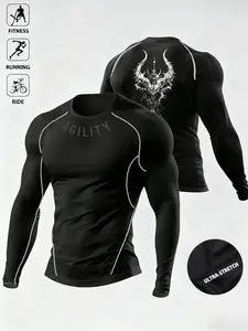 Men's Casual Breathable Fitted Long Sleeve Sports T-Shirt, Compression Top for Gym, Comfortable Workout Long Sleeve Shirt, Athletic Compression Shirts