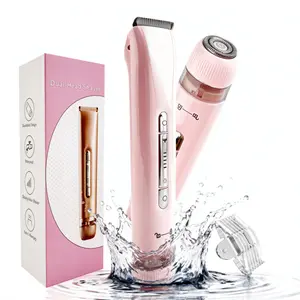 Women's 2-in-1 Bikini & Body Hair Trimmer - Dual Head Electric Shaver for Painless Removal on Bikini Line, Underarms, Legs & Face | IPX7 Waterproof for Wet & Dry Use | Rechargeable & Travel-Friendly
