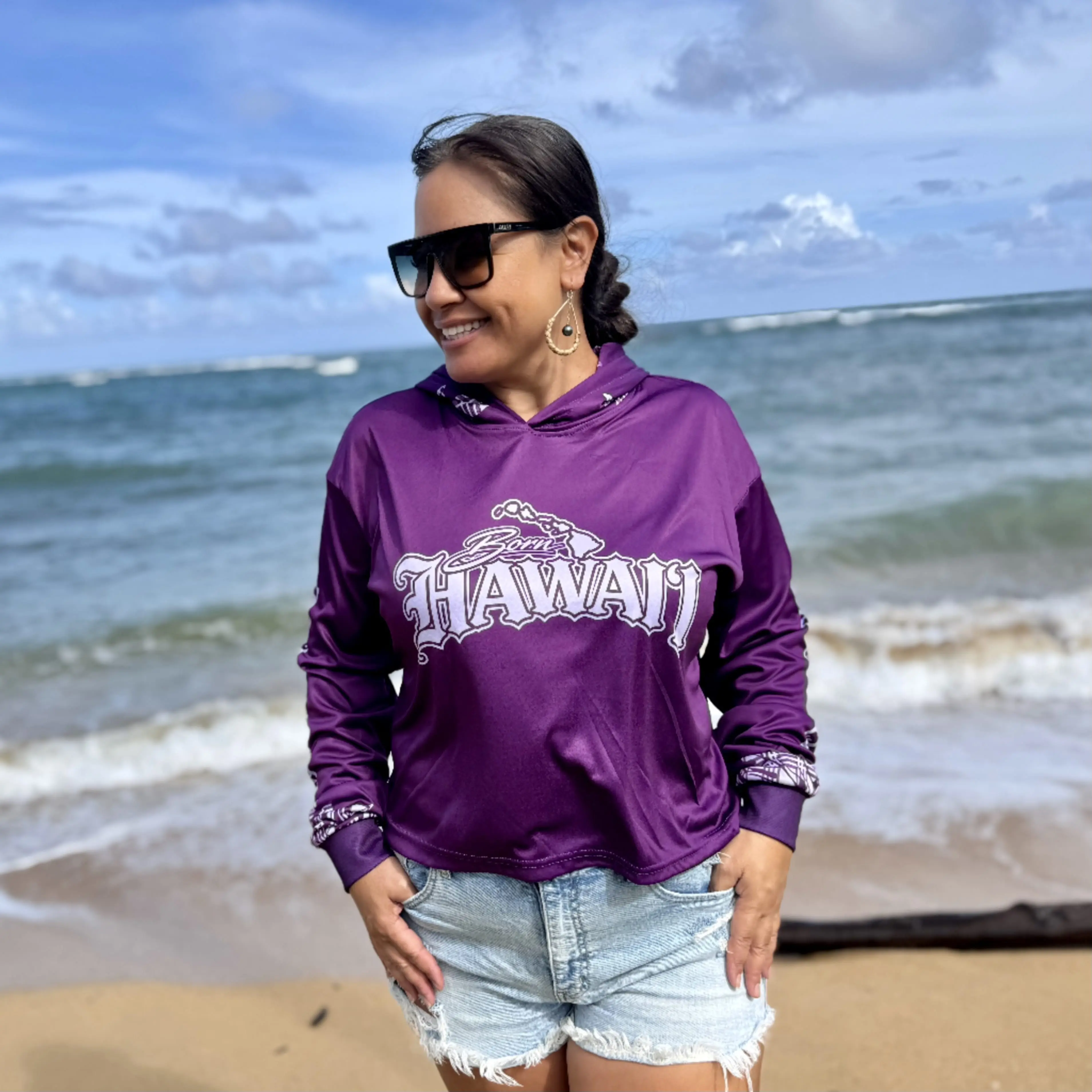 ULULAKA CROP HOODED WARMUP PURPLE