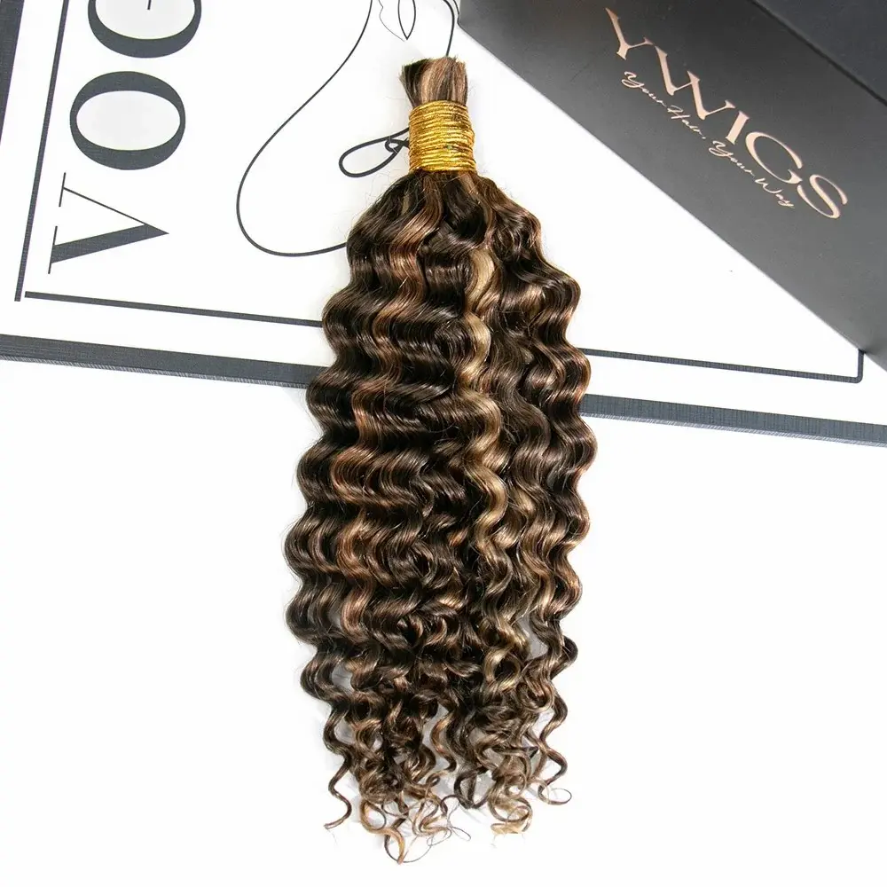 YWIGS Water Wave Bulk Human Braiding Hair for Boho Braids Natural Human Hair for Boho Bora Bora Braids #4/27/30 #backtoschool #backtoschoolshopping