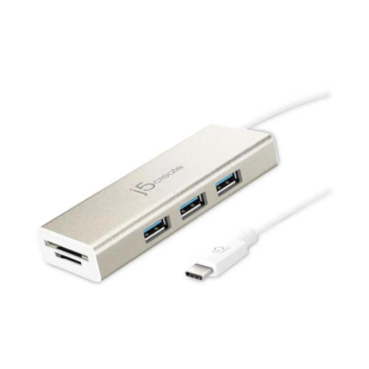 212 MAIN 3-Port USB-C Hub - Silver, Data Transfer, Fast Sync, Compatible with Computers & Office Equipment