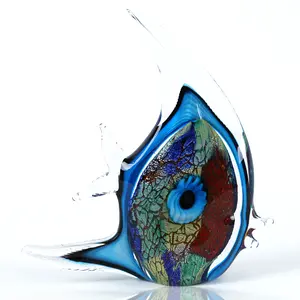 EUSTUMA Hand Blown Glass Tropical Fish Figurines Ornament,Sea Animal Sculpture for Fish Tank Aquarium,Sea Animals Collection for Birthday Gift,Glass Sculpture