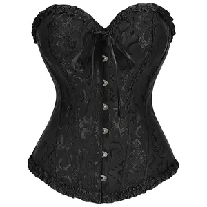 JASGOOD Women's Bustier Corset Tops for Women Lace Up Boned Overbust Bustier Shapewear Lingerie Top Waist Training Corset