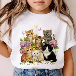 Vintage Cats Butterfly Gildan 5000B Youth T-Shirt 100% Cotton Crewneck Soft Durable Tee for School Play Sports