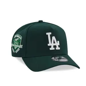 Dark Green Los Angeles Dodgers 9FORTY Snapback Hat, Cream Embroidered LA Logo & Grey Undervisor, 50th Anniversary Stadium Side Patch Cap, Limited Edition 2026 Urban Streetwear Gorra