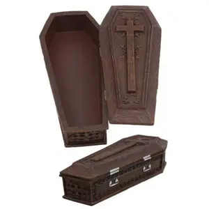 Vampire Dracula Coffin Jewelry Box Rest In Peace Casket Trinket Box Figurine 8"L