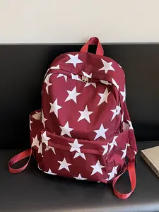 Ladies' Fashionable Star Pattern Backpack, Simple Casual Retro Design, Versatile Practical Large Capacity Bag for Daily Commuting Travel School