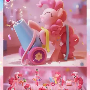 1/9pcs Pink pony Party time! Cute Becci figurine surprise handcrafted decoration item, made of PVC material, suitable for decorating the tabletop, bedroom party venue, and can be used as a decoration gift for home, Home Ornament