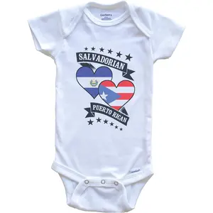 Salvadorian Puerto Rican Heart Flags El Salvador Puerto Rico Baby Bodysuit