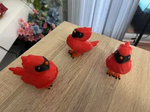 3D Printed Red Cardinal with Articulated Feet USA Made, PLA Figurine Statue