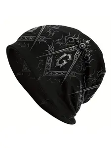 BIIHUDU Men' Masonic Beanie Hat with Masonic Symbols & Freemasonry Emblems - Masonic for Meetings, Masonic Rites & Freemason Knit Hat Beanies