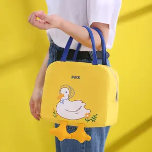 Little Yellow Duck Bento Bag Cute Cartoon Bento Bag Lunch Bag Handbag Storage Insulation Bag Canvas Lunch Box Bag