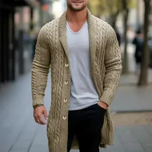 2026Men's Knitting Cardigan Jacket Coats Spring Autumn Slim Fit Cardigan Coat Male British Style Button Long Sleeve Men Clothing