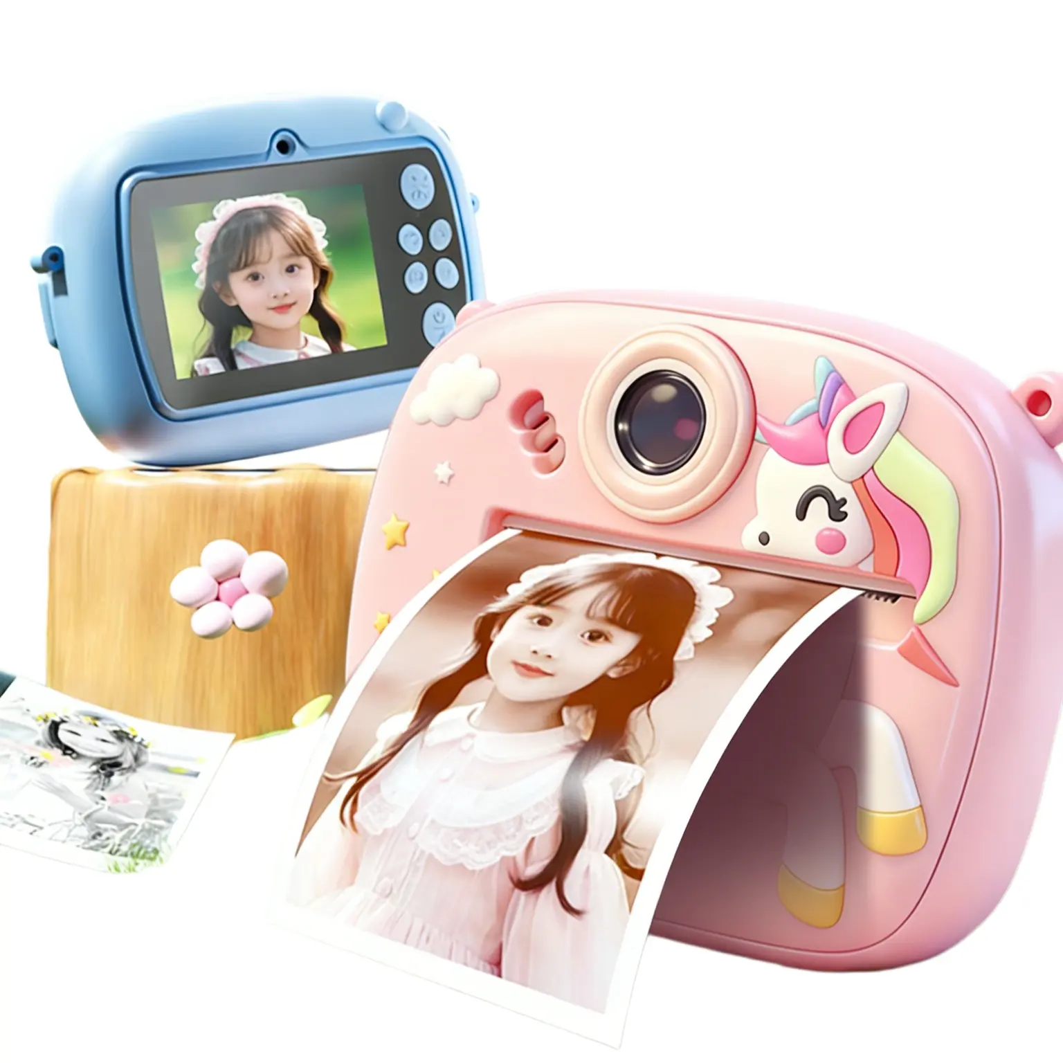 Children's Instant Black-and-White Printing Camera — Instant Photo Printing, Rechargeable, Memory Card Supported, Multifunctional, Portable Travel Toy, Perfect Children's Day/Christmas/Birthday Gift for Kids Aged 3-12
