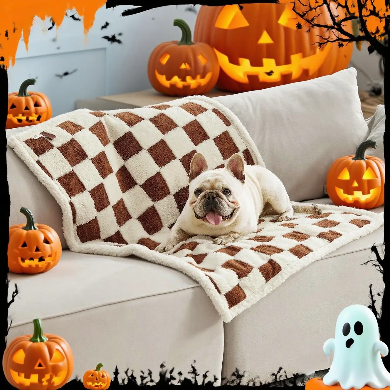 Lesure Waterproof Pet Blanket for Dogs & Cats - Dual-Sided Jacquard Shag & Sherpa Fleece, 3D Textured Cloud Pattern, Machine Washable, Durable & Porta