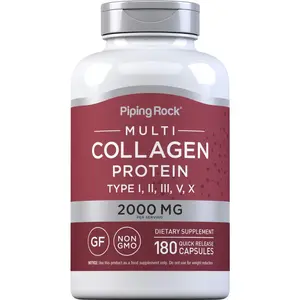 Piping Rock Multi Collagen Protein Capsules | 180 Count | 2000mg | Types I, II, III, V, X  | Complex Blend | Non-GMO, Gluten Free