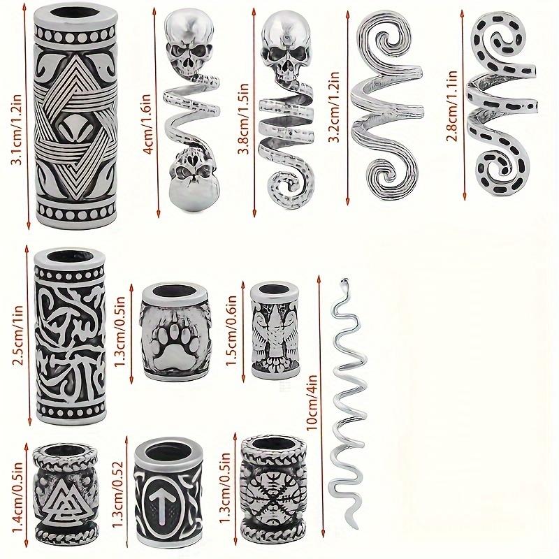 85pcs Hair Tube Beads Norwegian Viking Rune Hair Beard Beads Bracelet DIY Braided Beads For Hair Braids Viking Braids Long Braids Accessories Beaded Set Hair Decoration