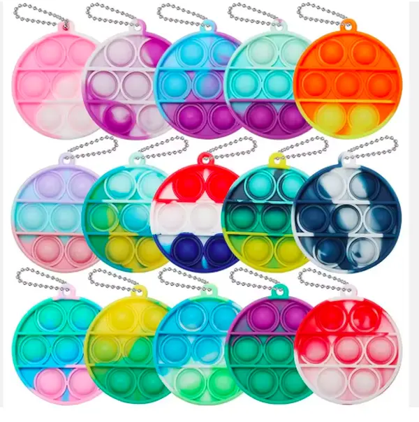 2-Pack Silicone Push Pop Bubble Sensory Fidget Toy Keychain Collection Compact Portable Design for Stress Relief and Relaxation 5 cm Mini Size