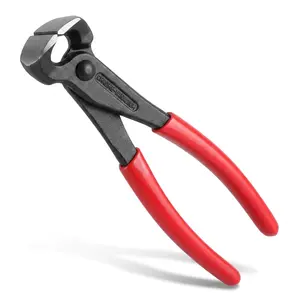 7 Inch End Cutting Pliers Heavy Duty CR-V Steel Carpenters Pincers Flush Cut Nail Puller Wire Cutter Hardware Tool with Red Non-Slip Grip