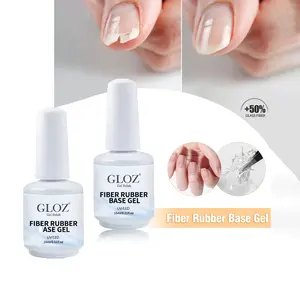 GLOZ 2Pcs 15ml UV LED Fiber Rubber Base Gel, Transparent Soak Off Building Gel for Nail Repair & Strengthener