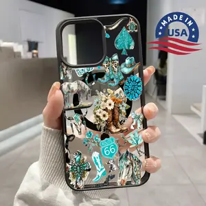 MagSafe Case for iPhone 17 Pro Max 16 Plus 15 14 13 12 11 Air E Cowboy Cactus Caper Pattern Acrylic Back TPU Edges Shockproof Ultra Thin Mobile Phone Cover Gift for Boy gift for her men's cool gadgets