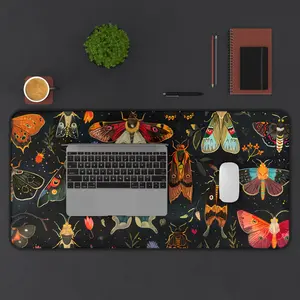 [SALE UP TO 45%] Dark Moth Print Desk Mat for Office Decor Dark Cottagecore Desk Mat for Gaming Desk Mat Home Office Mouse Pad Cute Desk Mat for Crafting