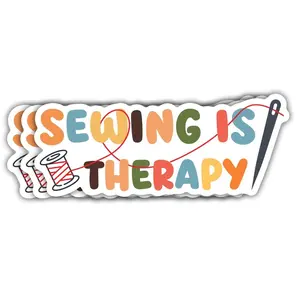 Sewing Is Therapy Sticker, Funny Quilting Sewing Lover Waterproof Vinyl Decal for Water Bottle Laptop 6BA