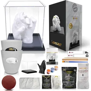 Hand Casting DIY Kit for Couples | Complete kit with  Display, Wooden Base, and Step-by-Step Guide to Create a  Hand molding Christmas