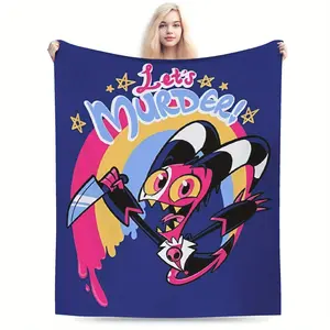 Anime Blitzø pattern printed flannel blanket, microfiber is soft and durable, perfect for travel, office or living room, a gift for anime fans