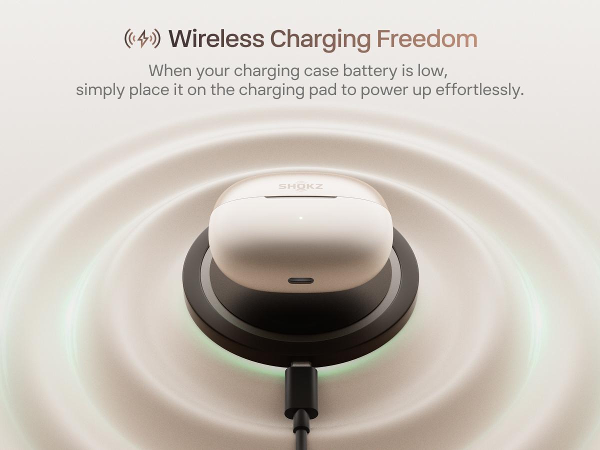 SHOKZ OpenDots ONE - Open-Ear Headphones - Wireless Bluetooth Earbuds with Microphone - Premium Dolby Audio - Water Resistant - Fast Charging - Up to 40 hrs Playtime