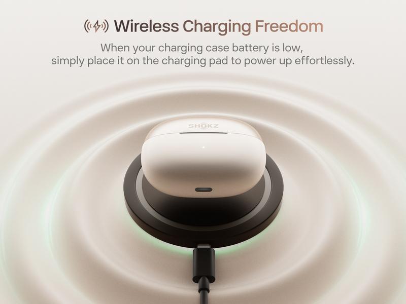 SHOKZ OpenDots ONE - Open-Ear Headphones - Wireless Bluetooth Earbuds with Microphone - Premium Dolby Audio - Water Resistant - Fast Charging - Up to 40 hrs Playtime