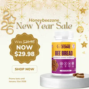 Honeybeezone Natural Bee Bread Capsules – Nature's Fermented Superfood for Immunity, Energy, & Wellness – 100% Raw & Natural (60 Capsules)