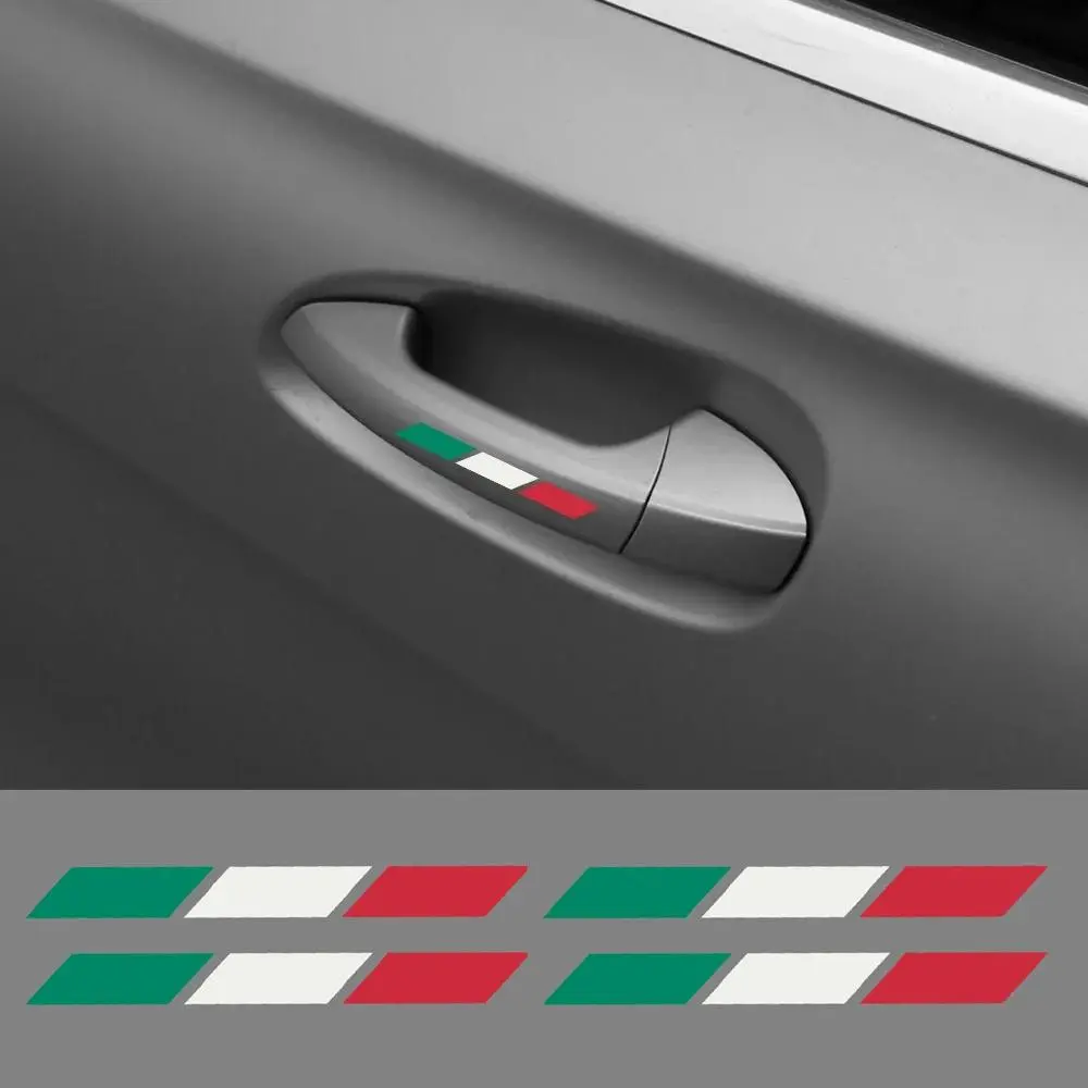 4Pcs Car Sticker Italian Flag Center Console Side Mirror Creative Vinyl Decal Auto Universal Decoration Accessories 7x0.7cm Size