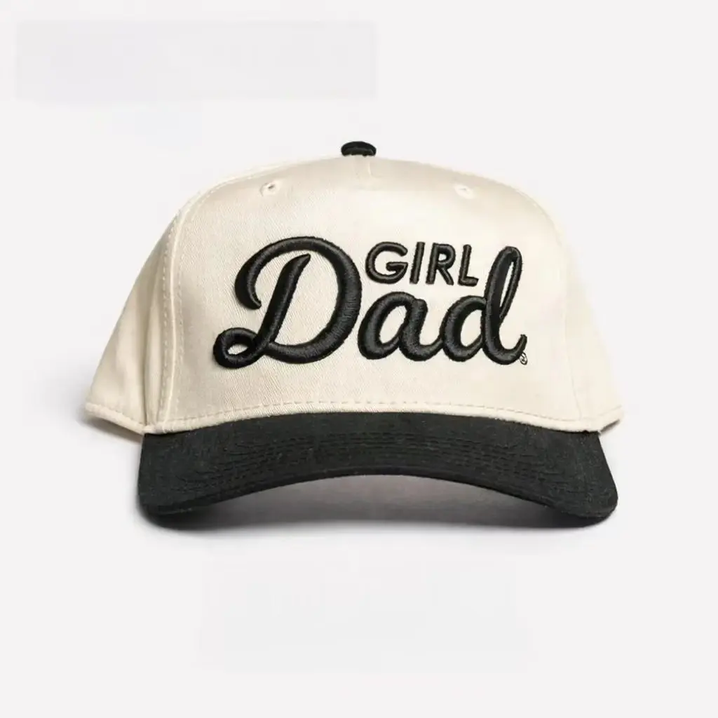Male 3D Puff Machine Embroidered Cotton Baseball Cap - Girl Dad Design, Breathable Fabric, Durable Buckle Adjustable Casual Sports Hat, Outdoor Accessory, Father's Day Gift, One Size Fits Most (Embroidered Caps for Men)
