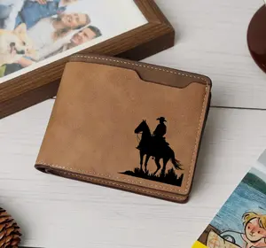 Cowboy & Horse Silhouette Personalized Wallet, Western, rodeo, cowboy, horse, howdy, custom, Hunting,  Adventurous, Equestrian, Gift, Craft leather wallet,Slim Wallet,Minimalist,Men’s Wallet,Card Holder,Trendy 2025,Luxury