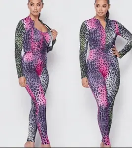 Ladies Multicolored Leopard 2PC Jumpsuit