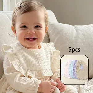 5-Piece Baby Summer Casual Bib Set, Unisex Rainbow Color Design, High Absorbency, Buttoned, Suitable for Newborns and Toddlers, Perfect Gift Choice